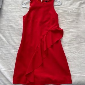 AQUA Red Ruffle Minidress